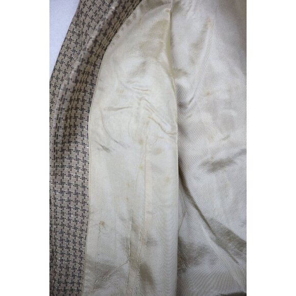 VINTAGE 70s WOMEN'S BEIGE PLAID OPEN BLAZER JACKET - SIZE S/M - Picture 6 of 13